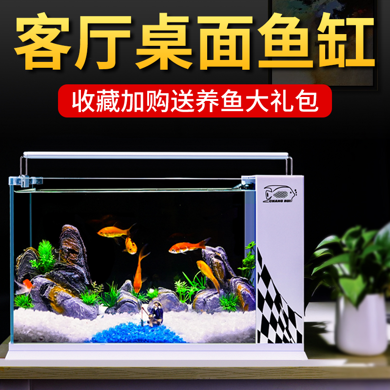 鱼缸客厅小型玻璃金鱼缸长方形生态创意迷你懒人养鱼免换水水族箱高清大图