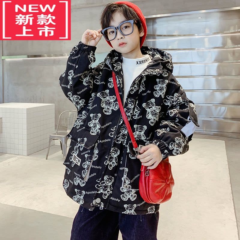 可莉允童装男童夹棉外套秋冬款中大童2022新款儿童加厚棉服风衣洋气潮牌图片