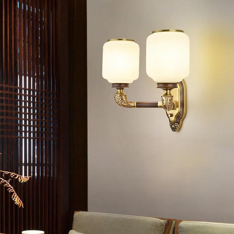 觅物新中式客厅壁灯全铜古典禅意中国风别墅大厅包厢高端卧室餐厅灯具