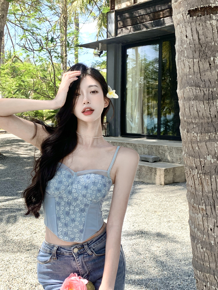 鱼骨蕾丝吊带抹胸女装夏季新款法式纯欲性感辣妹外穿内搭背心上衣