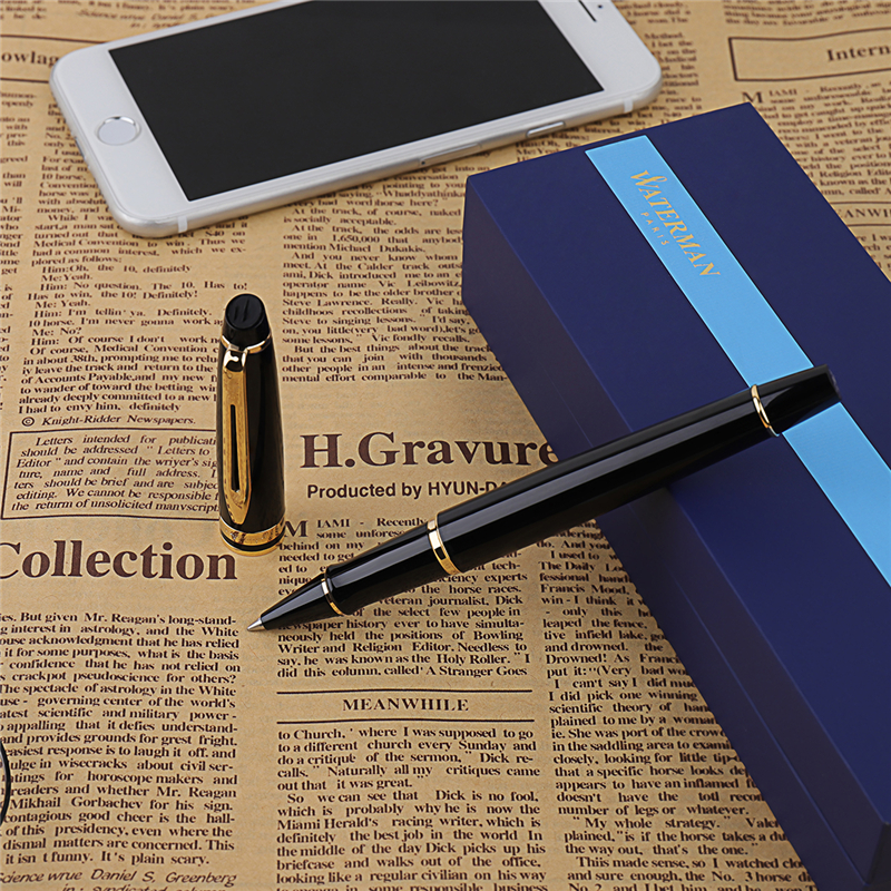 威迪文（WATERMAN）EXPERT系列 丽雅黑金夹签字笔 办公用品 商务高端经典时尚款 男女成人书法练字专用 宝珠笔高清大图