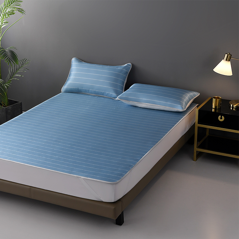 梦洁(MENDALE)冰丝凉席三件套寐蓝 1010789500BA002 180*200cm高清大图