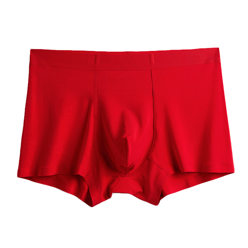 suntek夏季红色内裤男士本命年冰丝超薄款平角裤莫代尔结婚男四角裤