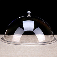 透明圆形蛋糕盖面包盖点心罩PC亚克力食品盖防尘托盘盖餐盖菜盖 直径42高度18 16寸