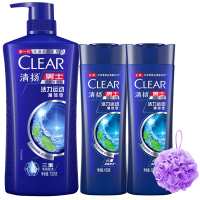 清扬洗发水男士去屑洗发乳活力运动薄荷型720g+送100ml*2瓶+浴球