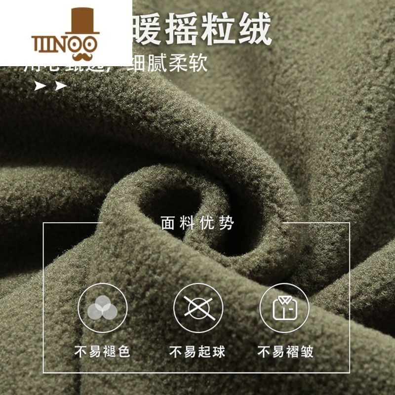 YANXU款摇粒绒圆领连帽卫衣男加绒加厚宽松大码套头复古长袖外套A高清大图