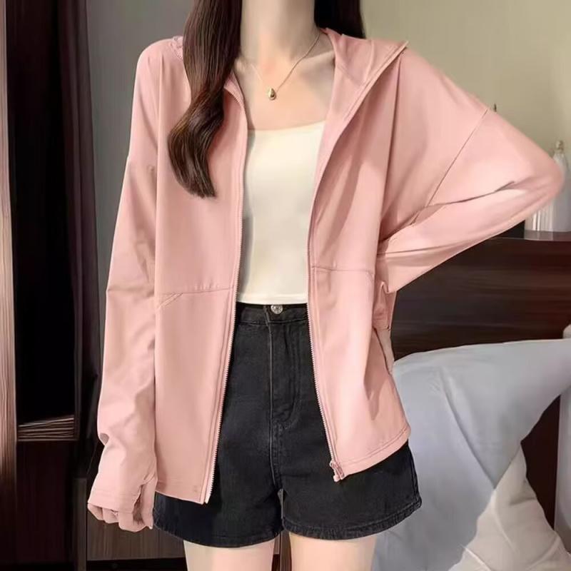 运动显瘦冰丝夏季防晒衣女户外轻薄款外套防紫外线透气凉感防晒服 Q99粉色 S