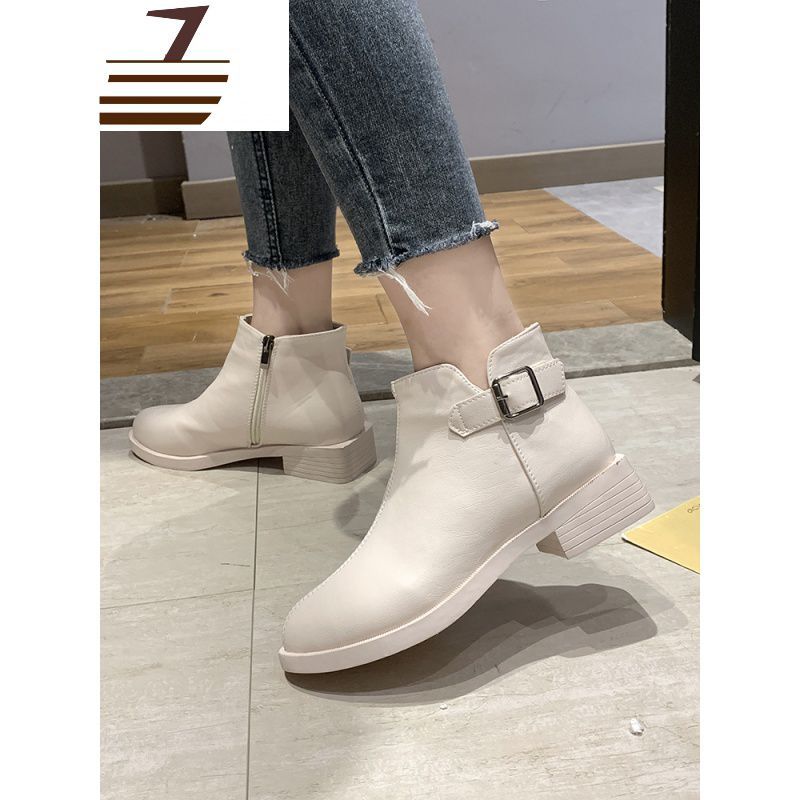 尗卡新款短靴女平底短筒女靴英伦风单靴韩版百搭学生马丁靴女士靴子