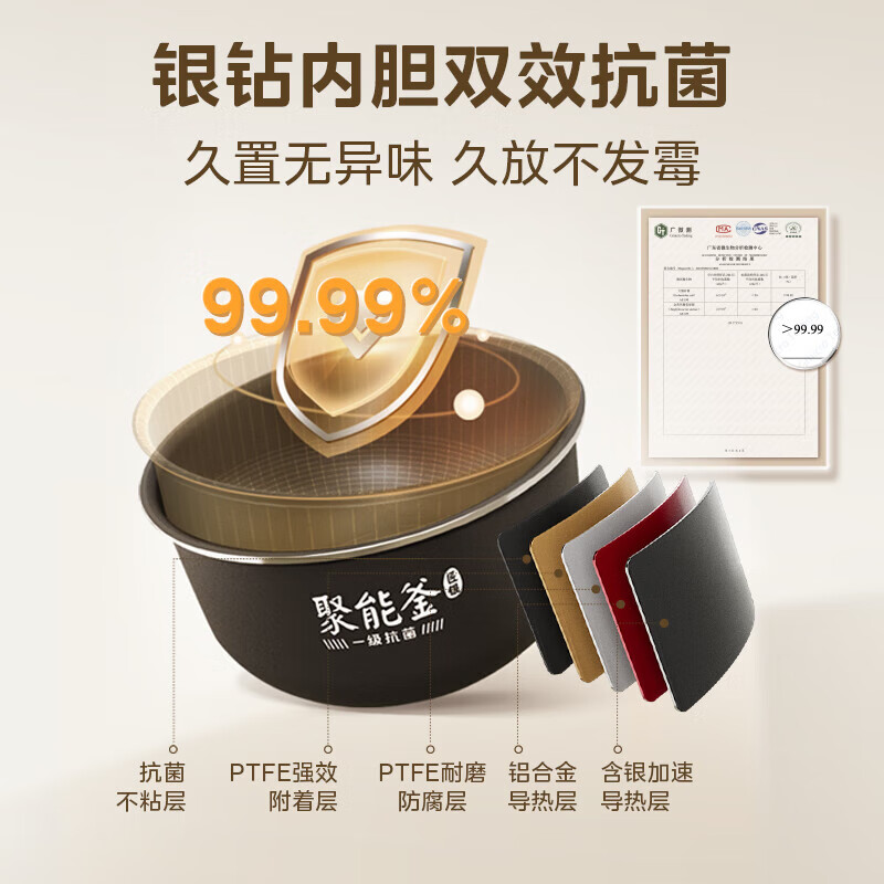 美的电饭煲电饭锅5L银钻内胆12大菜单炫彩触控屏高颜值家用智能电饭煲MB-AFB5041RL高清大图