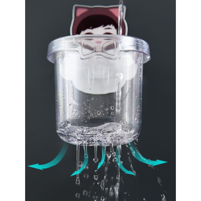 免打孔壁收纳筒收纳盒放牙刷的架子 家用牙刷架牙具收纳架高清大图