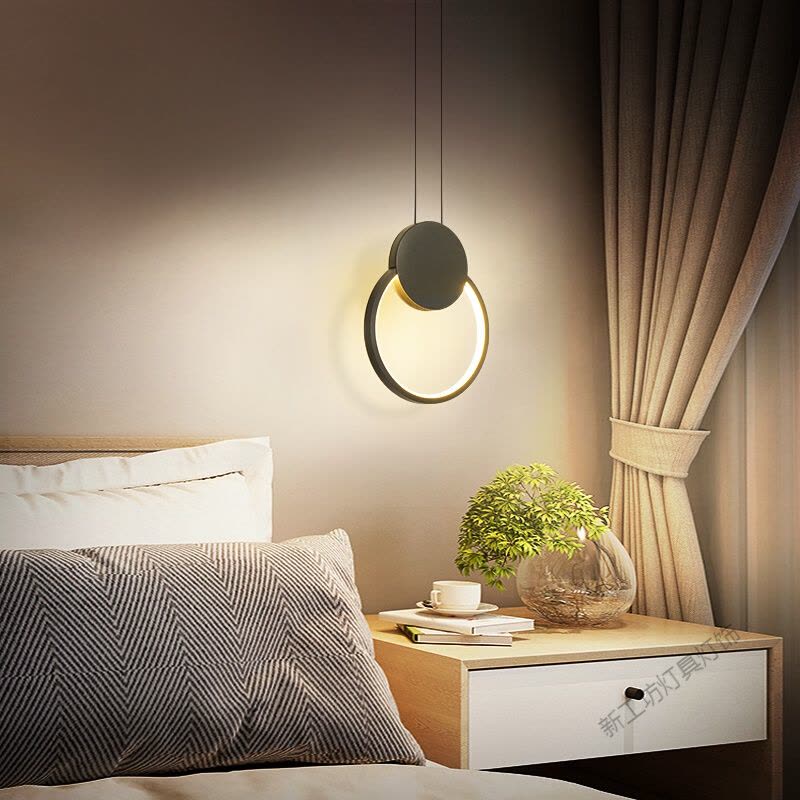苏宁放心购 卧室床头吊灯轻奢长线北欧灯具现代简约创意个台单头小吊灯饰图片