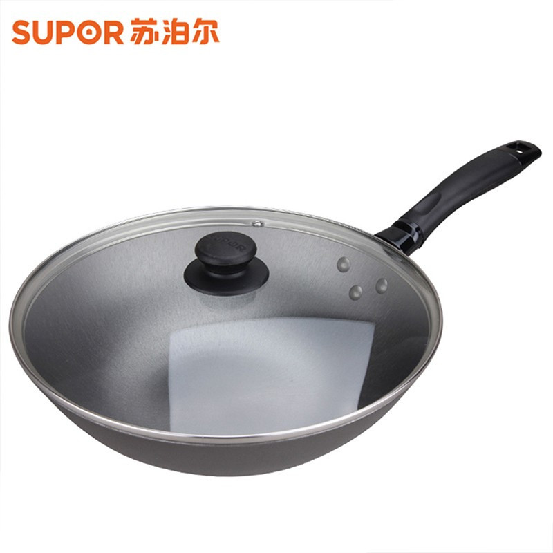 苏泊尔(SUPOR)炒锅 FC30Q2 精铸铁锅 玻璃盖 30cm