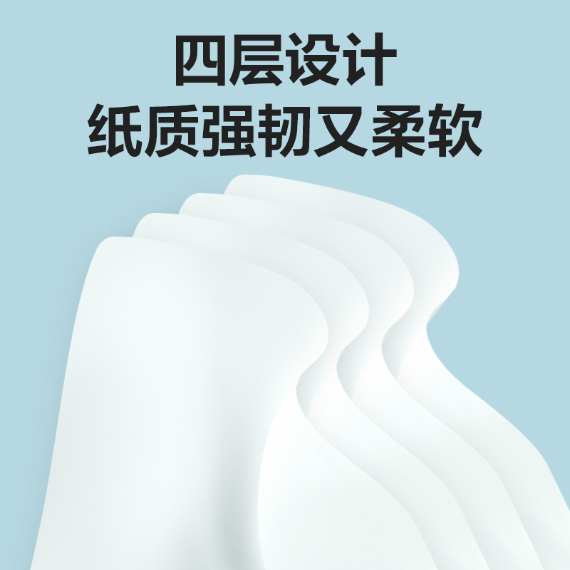 得力 臻韧软抽4层80抽S码 原生木浆吸水性强柔韧不易破 MR4080-02 白色 8包/提 4提装高清大图