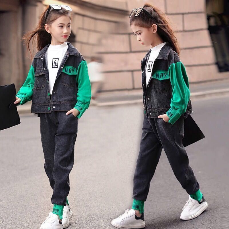 童装女孩春秋装女童牛仔套装中大童韩版衣服儿童男孩休闲装新款