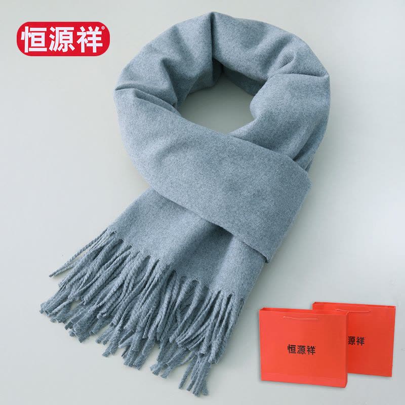 恒源祥中国红围巾女冬季保暖大红色披肩本命年会定制刺绣logo礼盒图片