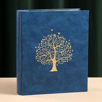 月光蓝-幸福树 7寸400张 标准过塑都能放 7寸8寸400张插页式大容量家庭相册本纪念册皮质影集过塑皮质