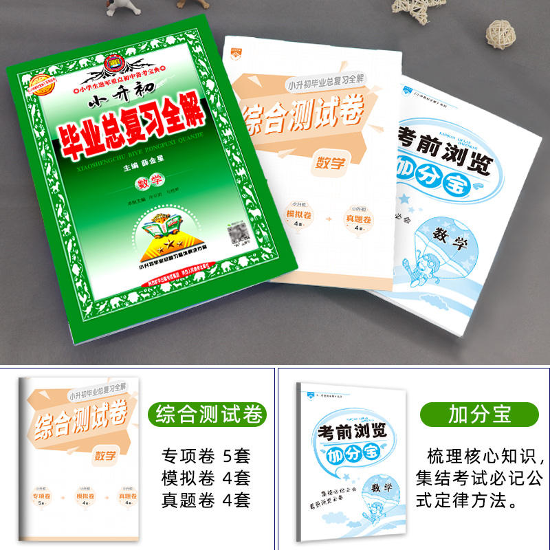数学 [友一个正版]2022小升初 毕业总复习全解 数学通用版 五六年级升学专项训练工具书 教材全解数学总复习资料 提分高清大图