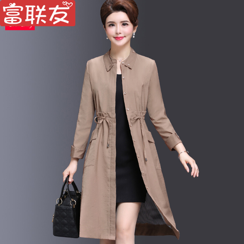 迪鲁奥（DILUAO)新款女装妈妈款秋装外套女中长款新款洋气中年女装春秋高贵长袖上衣40岁50_547 5XL 卡其色