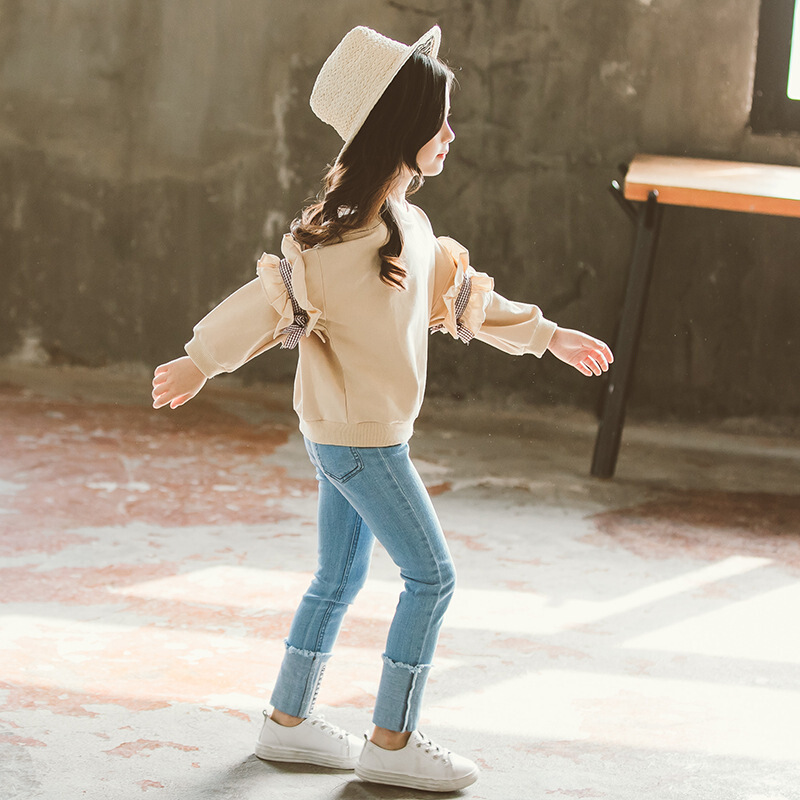 小学生牛仔套装秋天女童套装秋装中大童女装韩版14长袖卫衣时髦牛仔裤