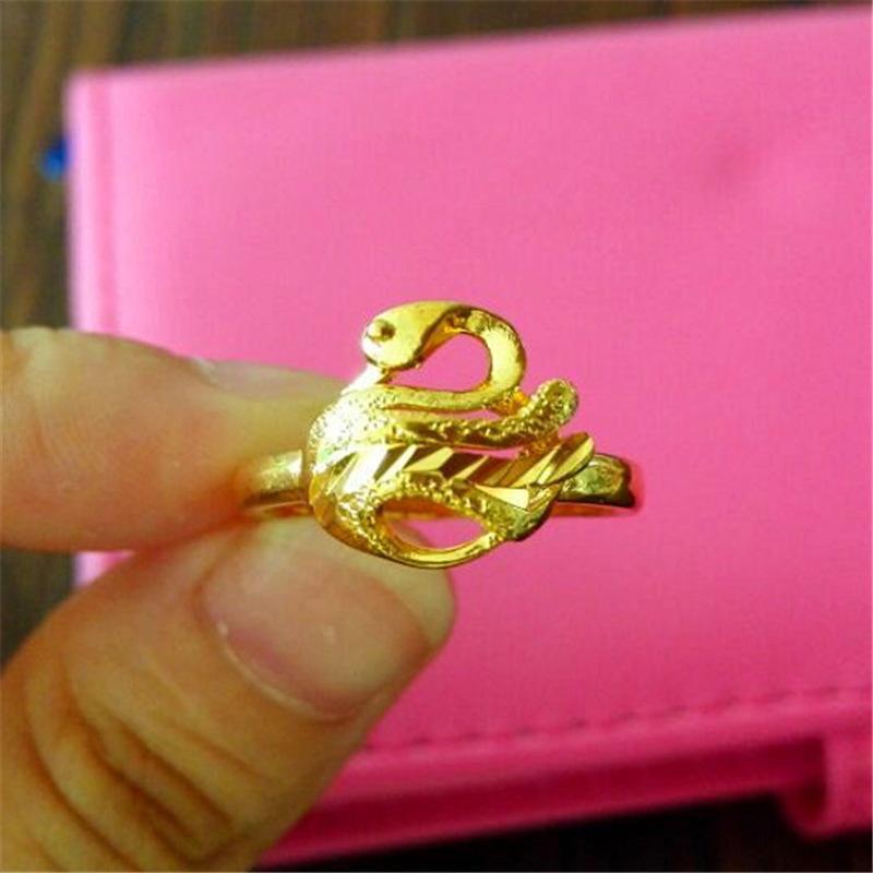 黄铜镀金戒指女创意天鹅戒手饰加工越南沙金开口戒指PTHSMY2914送女朋友七夕情人节礼物