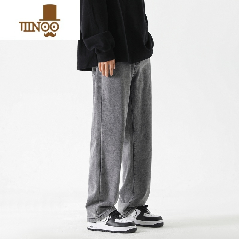 YANXU潮牌男士牛仔裤拖地宽松潮流高街痞帅秋季新款2023男生长裤子美式高清大图