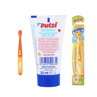 璞慈(Putzi)儿童加钙防蛀牙膏(低氟)50ml 德国原装进口+牙刷组套