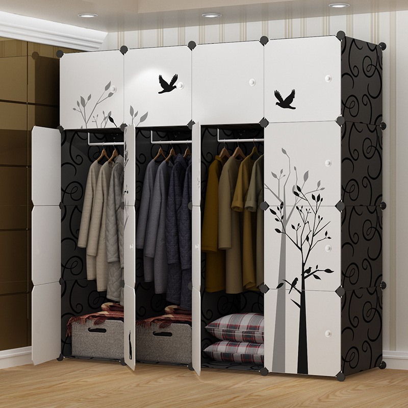 弘拜 简易衣柜大衣橱柜 简约现代经济型现代卧室衣橱塑料组装家用租房
