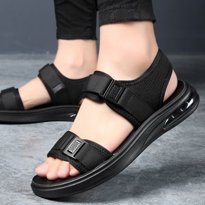 2024新款全脚掌气垫底防滑凉鞋男休闲沙滩鞋户外运动凉拖鞋休闲鞋 黑色 41
