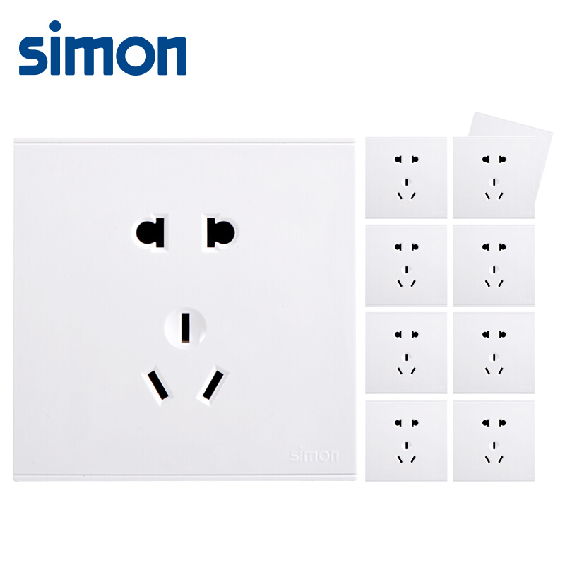 simon西蒙开关插座面板e6系列五孔插座十只装 参数