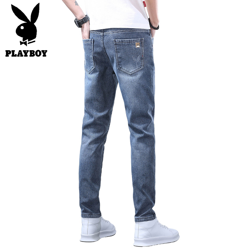 花花公子新款高品质2025秋冬加绒牛仔裤修身弹力潮牌男装复古简约百搭长裤子_549高清大图