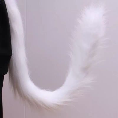 COS动漫展手作狼尾巴猴尾长毛绒猫尾巴女仆男仆猫娘仿真毛绒兽尾 白色