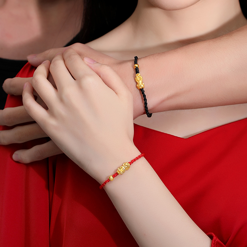盛爵珠宝貔貅手链黄金转运珠999足金金珠子纯金情侣编织貔恘本命手绳