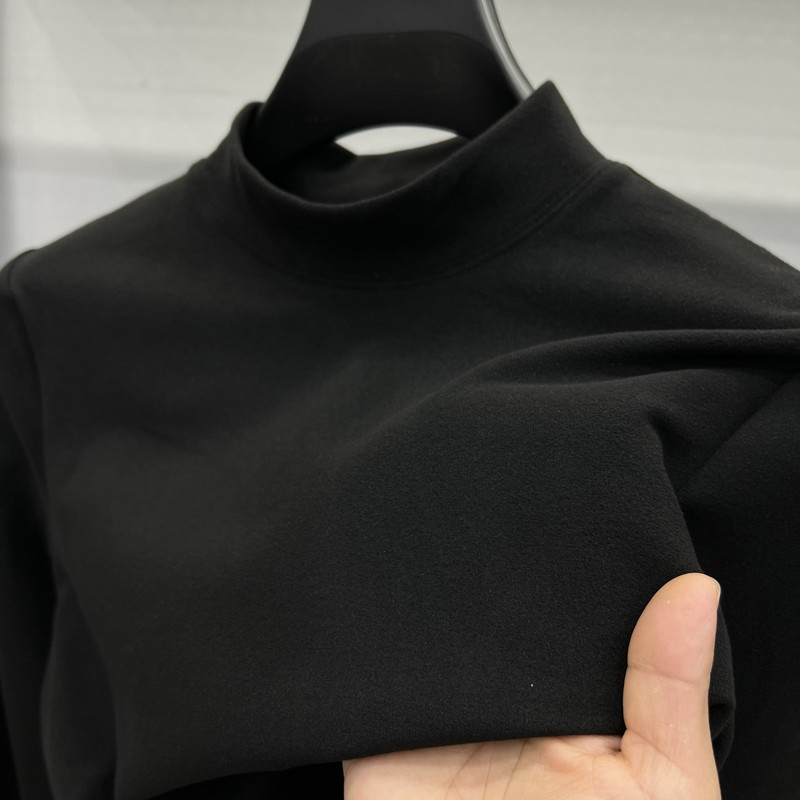 啄木鸟双面德绒长袖t恤男士秋冬季内搭保暖上衣半高领打底衫卫秋高清大图