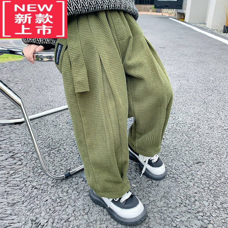 可莉允男童裤子秋冬儿童加绒裤2022新款保暖裤冬装加厚一体绒裤炸街冬季