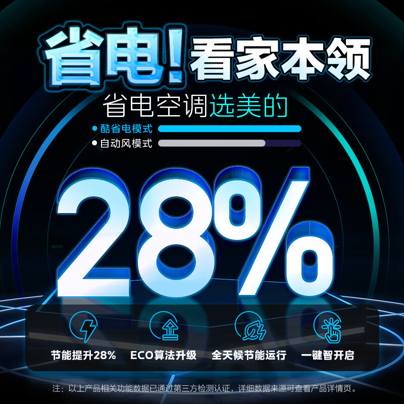 美的(Midea)空调小2匹p酷省电变频冷暖新一级能效智能壁挂式大风量客厅商铺节能挂机KFR-46GW/N8KS1-1