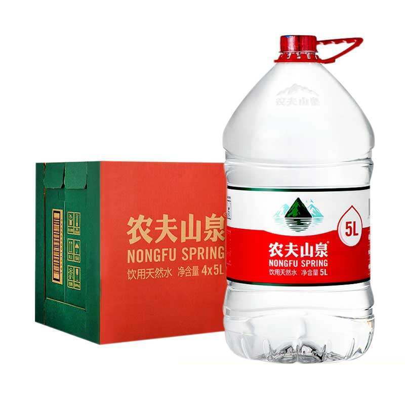农夫山泉饮用水天然红盖瓶装5L一瓶