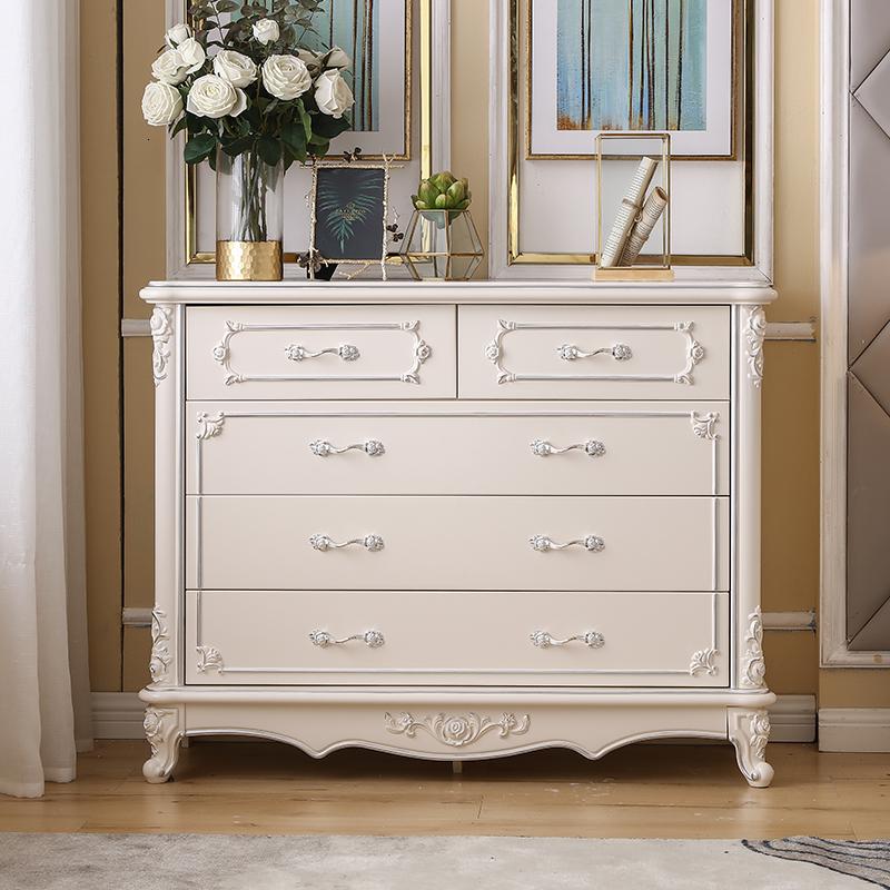 五斗柜欧式实木六斗柜储物柜卧室抽屉式收纳柜子现代简约斗橱家具 五斗柜（描金）组装