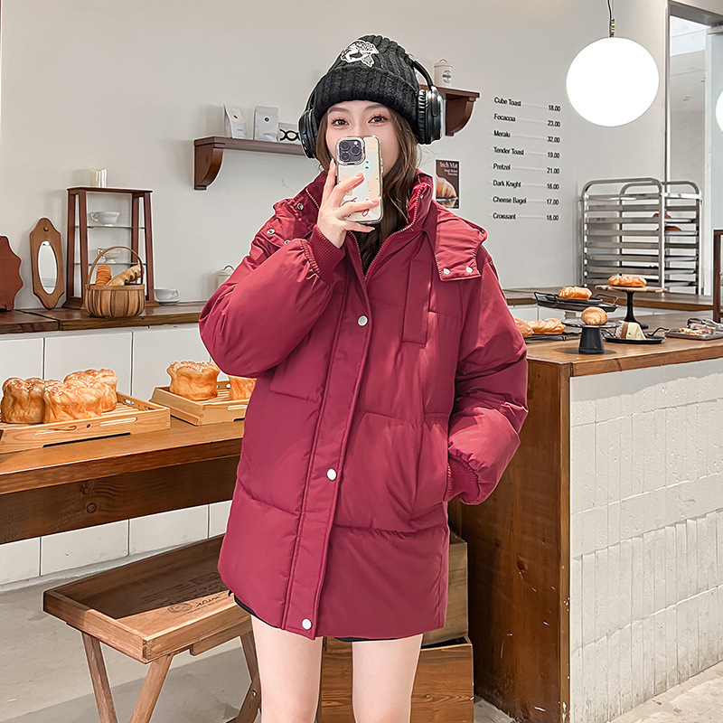 韩系百搭时尚面包服棉衣女小个子2023年冬季新款加厚连帽棉袄高清大图