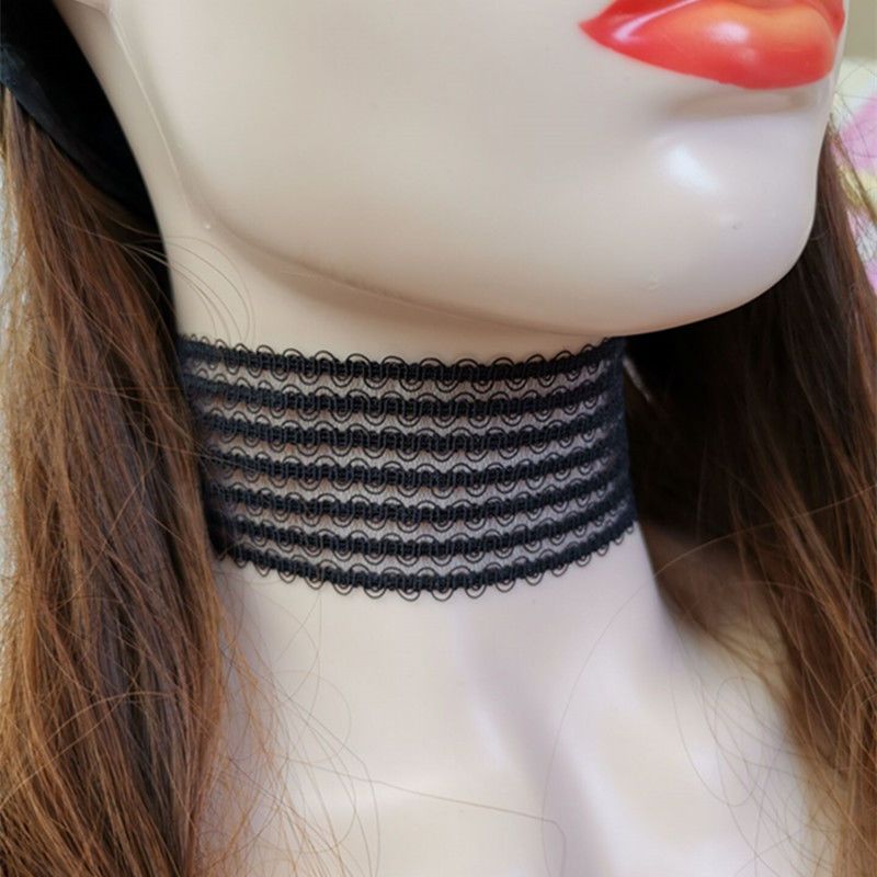 黑色宽约4厘米蕾丝项链女颈饰女脖颈脖子饰品遮挡遮疤锁骨链女颈圈女