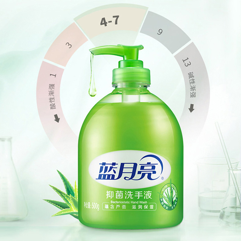 蓝月亮洗手液除菌套装芦荟抑菌洗手液500g*3瓶+补充装500g*3瓶