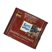 瑞特斯波德RitterSport葡萄干榛子牛奶巧克力100g/块德国进口巧克力办公休闲零食婚庆喜糖送女友