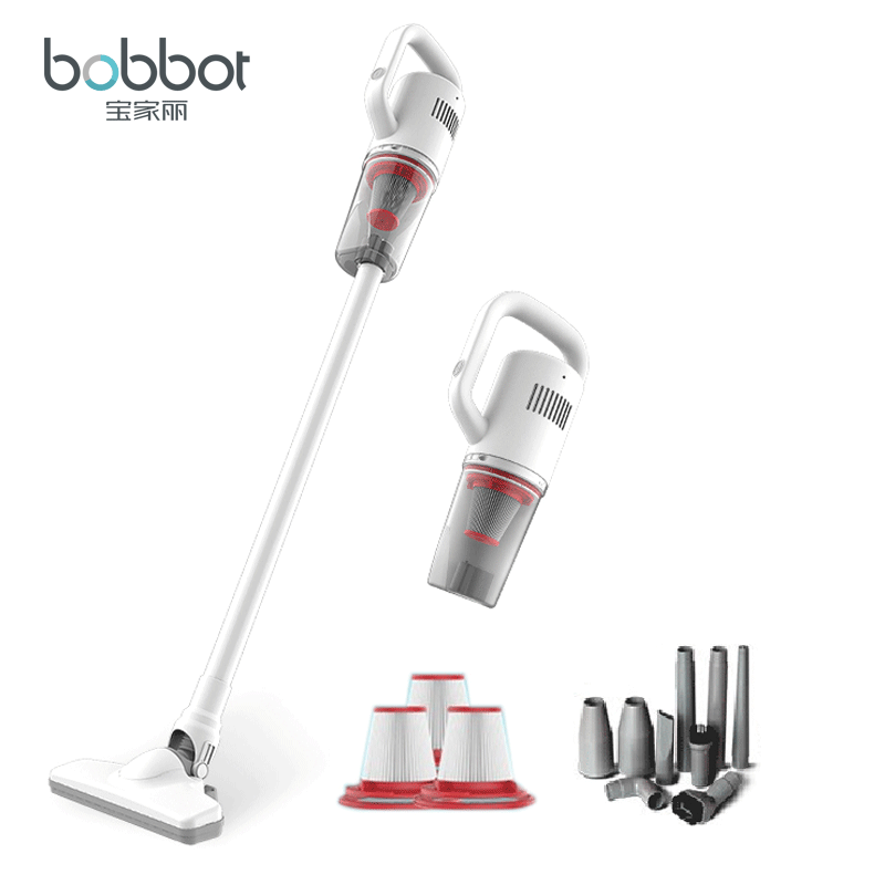 宝家丽(bobbot)吸尘器 家用手持推杆两用吸尘器扫地机大吸力吸尘机 BX-216 套餐三(标配+滤芯3个+九件套)