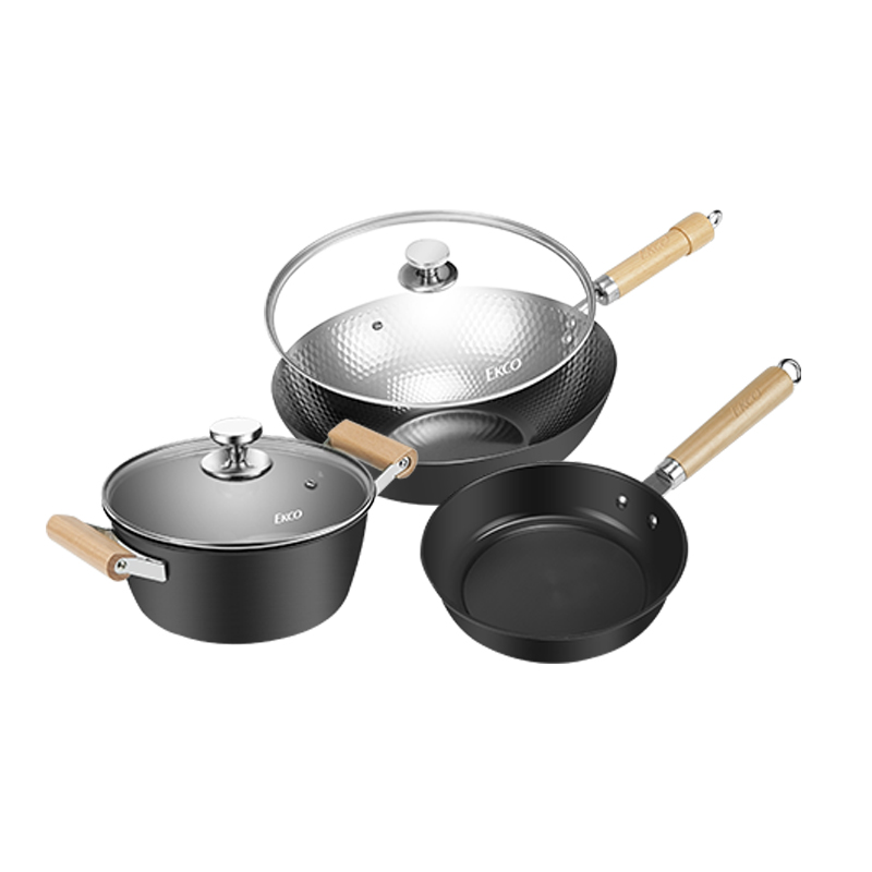 EKCO极之铁三件套32CM炒锅+22CM汤锅+22CM煎锅 EK-JZT302ZX/KZ高清大图