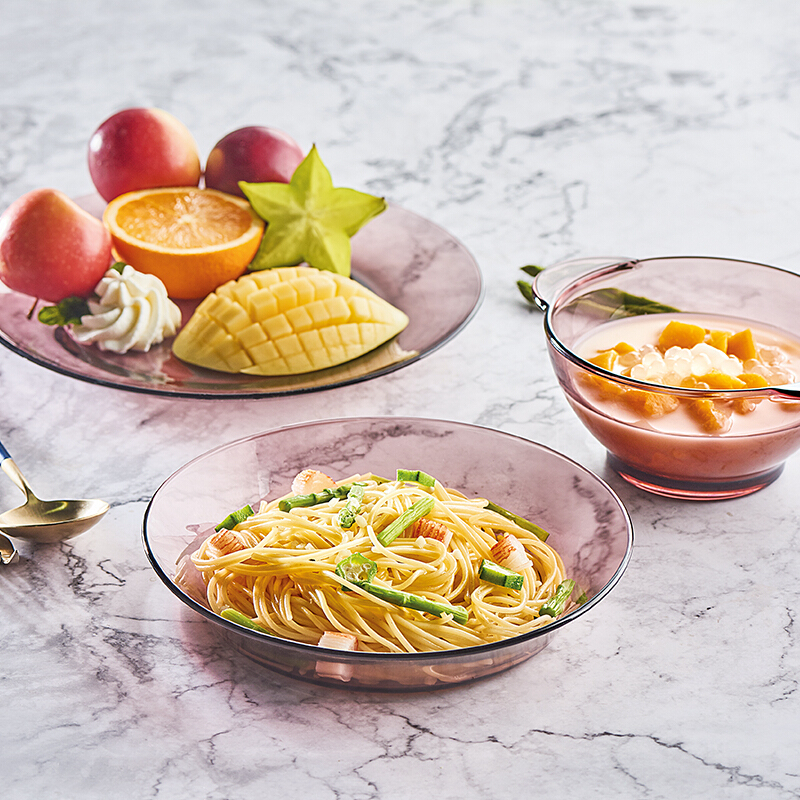 美国康宁餐具(Corningware)浪漫紫色耐热透明玻璃碗碟盘4件组套装高清大图