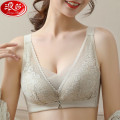 浪莎内衣女大胸显小无钢圈文胸薄款透气大码防下垂收副乳性感蕾丝胸罩肤色36/80BC_2527 36/80BC 茶绿