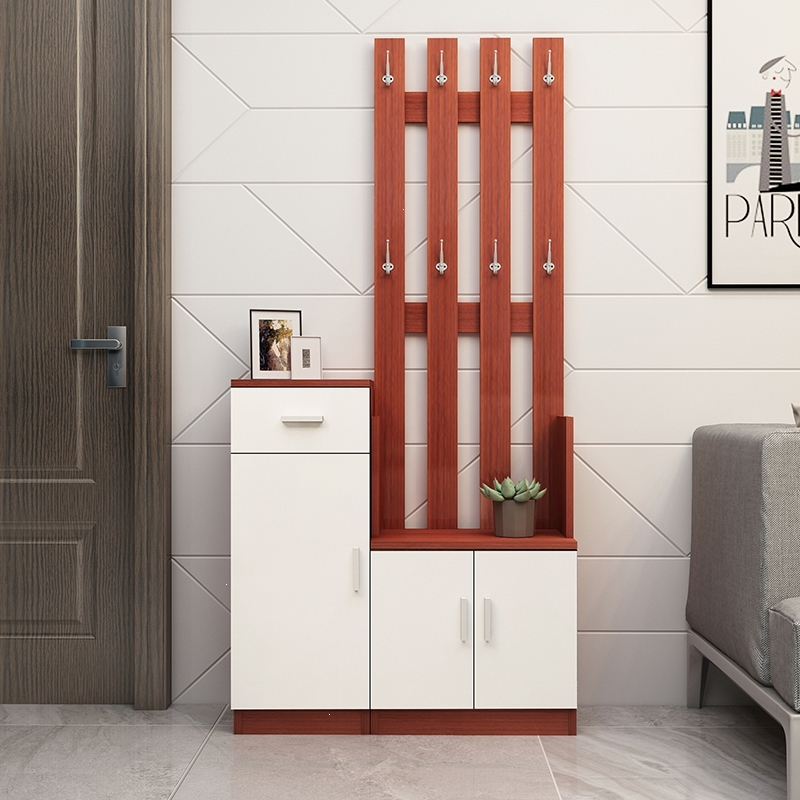 鞋柜带挂衣架一体组合衣帽架落地式卧室进门玄关衣帽柜家用门厅柜