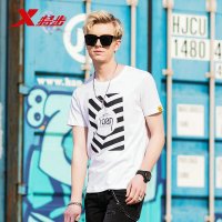 Xtep特步男子2018新款纯色印花舒适运动T恤882229019133