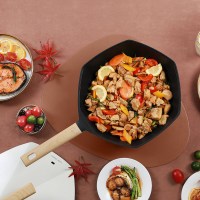 卡特马克麦饭石不粘锅高颜值网红枫叶平底炒菜锅电磁炉燃气灶适用