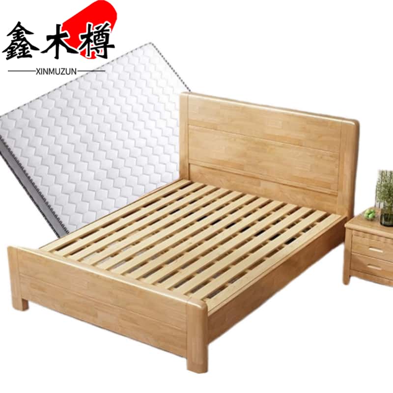 鑫木樽床+床垫+床头柜120*200*98.5cm套高清大图