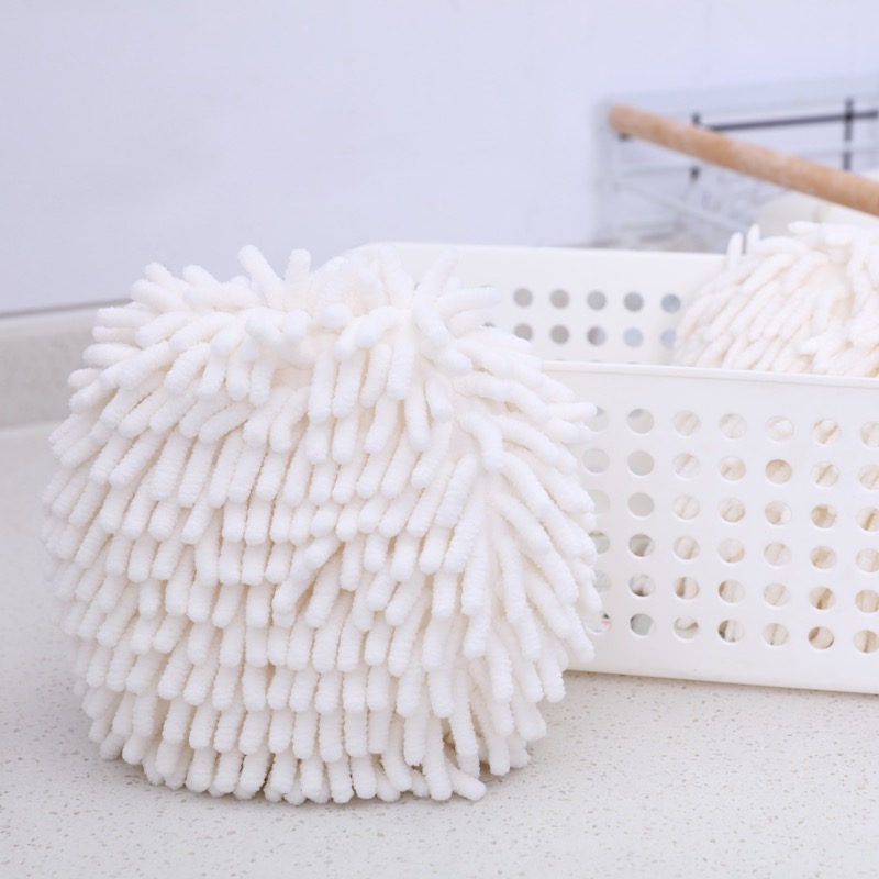 苏宁极物 擦手球吸水速干毛巾厨房擦手巾吸水巾卫生间挂式加厚擦手巾清洁用品 白色 二只装